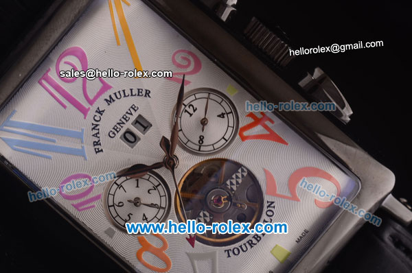 Franck Muller Long Island Tourbillon Automatic Movement PVD Case with White Dial and Colorful Numeral Markers - Click Image to Close